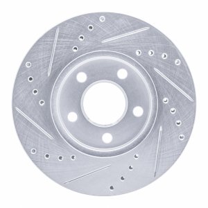 Chrysler Neon Brake Rotor (1) - Front Right - R1 Concepts - Drilled & Slotted - Silver - `00-`05